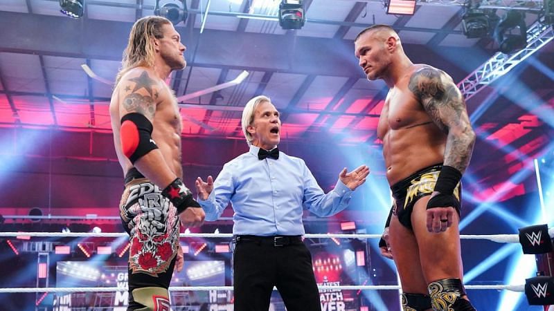Edge and Randy Orton before 'The Greatest Wrestling Match Ever'